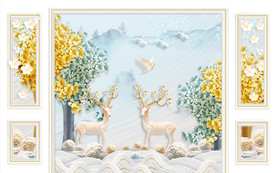 立体欧式装饰麋鹿 TIF分层