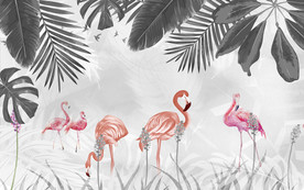 火烈鸟欧式装饰背景 TIF分层