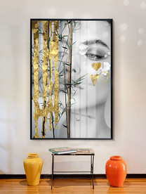 金箔美女黑白装饰画