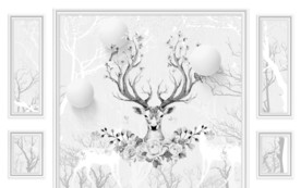 麋鹿背景装饰画 TIF分层