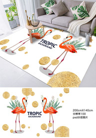 粉红色火鸟金箔地毯