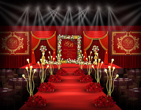 欧式红金色仪式区