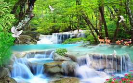 流水生财风景背景墙