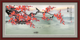 原创梅花喜鹊装饰画背景墙