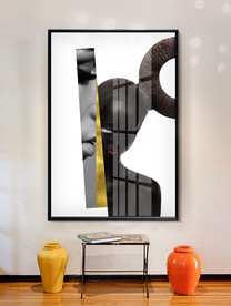 晶瓷几何美女黑白装饰画