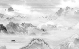 石纹山水画背景墙 TIF分层