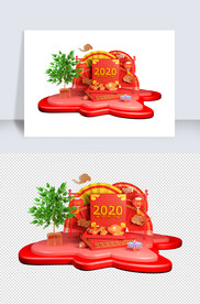 2020新年鼠年中国风景观小品