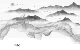 灰色 爆款 山水画 TIF分层