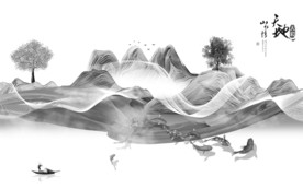 意境背景山水画 TIF分层