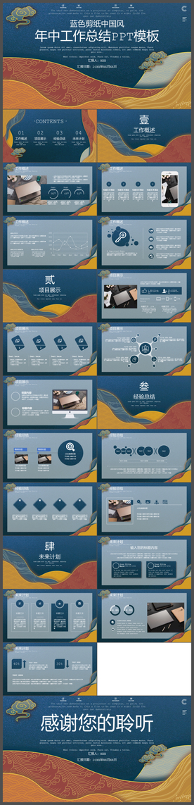国潮剪纸中国风工作汇报PPT