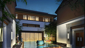 民宿别墅外观夜景设计效果图