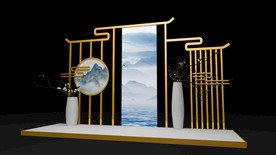 中式拍照背景美陈设计