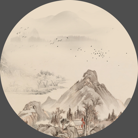 水墨山水画 禅意画 无框画