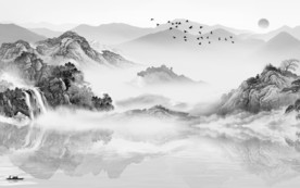 意境山水情国画 TIF分层