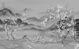 花鸟山水情国画 TIF分层