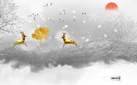 高清装饰画 TIF分层 背景墙