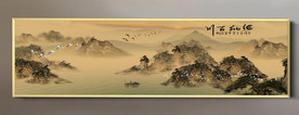 原创大型水墨山水风景画背景墙