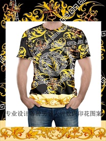 潮牌男装数码印花设计图案