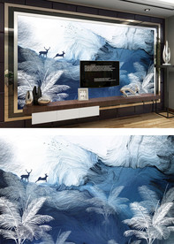 抽象意境山水画背景墙