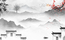 新款山水水墨国画 TIF分层