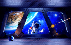 3D立体宇航员太空舱背景墙