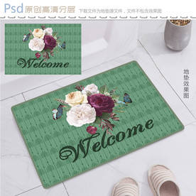 欧式复古玫瑰地垫