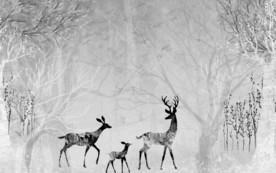 麋鹿北欧无框画 TIF分层