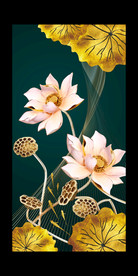 金色荷花玄关装饰画