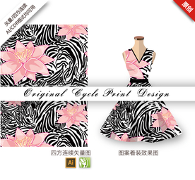 矢量长寿花豹纹四方连续