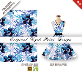 矢量手绘桔梗四方连续