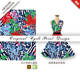 抽象杜鹃豹纹方连续