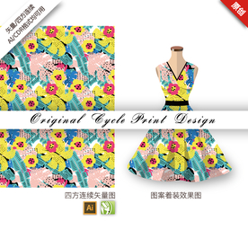 矢量手绘芭蕉四方连续