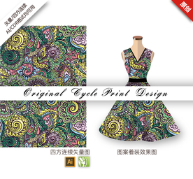 矢量抽象花卉四方连续