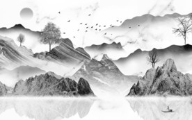 意境山水新水墨画 TIF分层