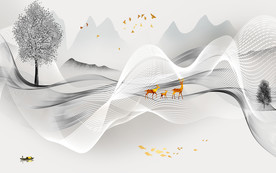 新中式山水新水墨画 TIF分层