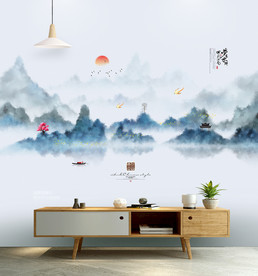 中国风风景画 群山 山峰