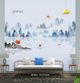 中堂画 手绘风景画