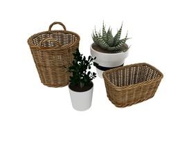 植物藤条篮子3d模型