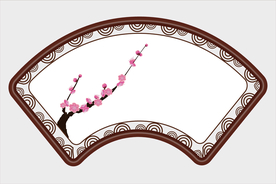 矢量图背景素材中国风扇形窗画