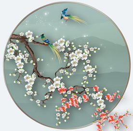 原创手绘梅花喜鹊装饰画壁画