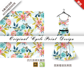 矢量曼陀罗月季四方连续