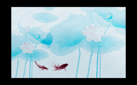 荷花电视背景墙