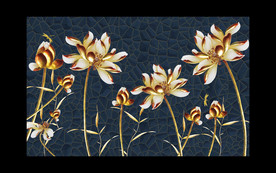 金色荷花电视背景墙