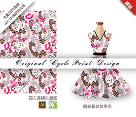 传统牡丹花卉四方连续