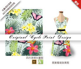 热带近丝梅蝴蝶四方连续