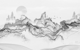 线条中国风山水画 TIF分层