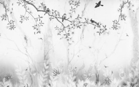 花鸟山水画背景墙 TIF分层