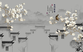 高清徽派高清墙画 TIF分层