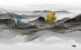 金树山水高清墙画 TIF分层