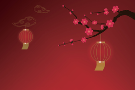 矢量图新年梅花灯笼背景图